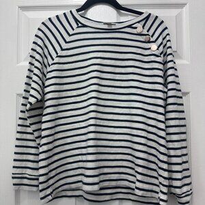 Loft Outlet Blue and White Striped Sweater Petite Large
